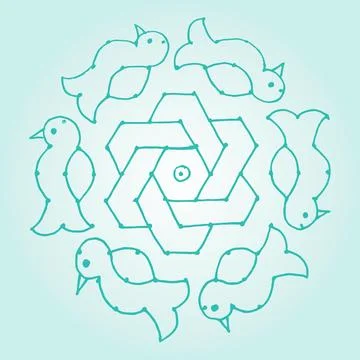 Editable hand drawing of traditional rangoli design element illustrations. 库存插图