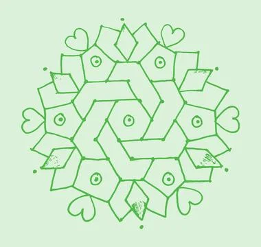 Editable hand drawing of traditional rangoli design element illustrations. 库存插图