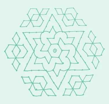 Editable hand drawing of traditional rangoli design element illustrations. 库存插图