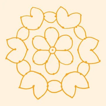 Editable hand drawing of traditional rangoli design element illustrations. 库存插图
