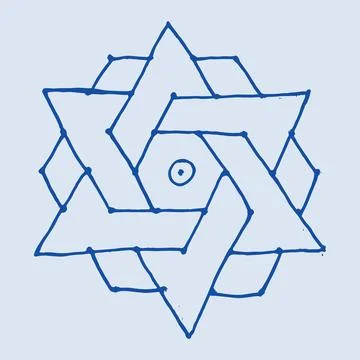 Editable hand drawing of traditional rangoli design element illustrations. Stock Illustration
