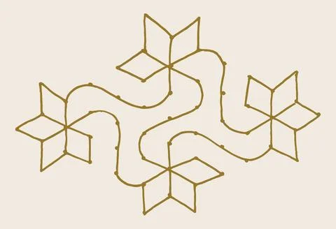 Editable hand drawing of traditional rangoli design element illustrations. 库存插图