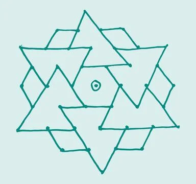 Editable hand drawing of traditional rangoli design element illustrations. 库存插图