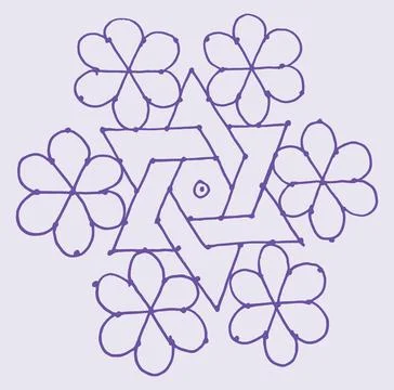 Editable hand drawing of traditional rangoli design element illustrations. 库存插图