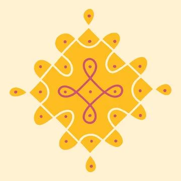 Editable hand drawing of traditional rangoli design element illustrations. Stock Illustration