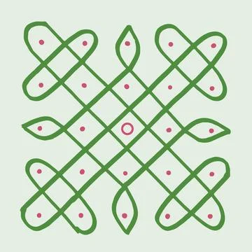Editable hand drawing of traditional rangoli design element illustrations. Stock Illustration