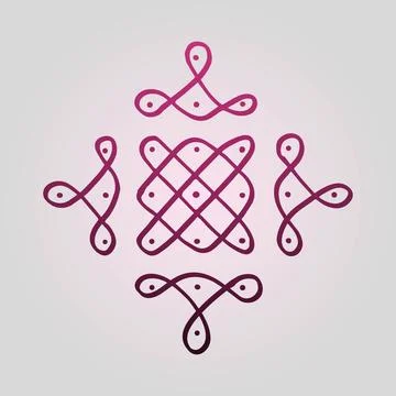Editable hand drawing of traditional rangoli design element illustrations. 스톡 일러스트