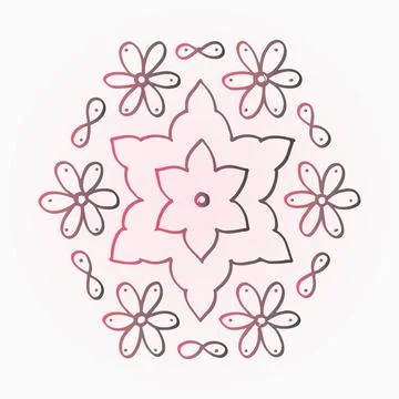 Editable hand drawing of traditional rangoli design element illustrations. 스톡 일러스트