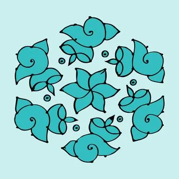 Editable hand drawing of traditional rangoli design element illustrations. Stock Illustration