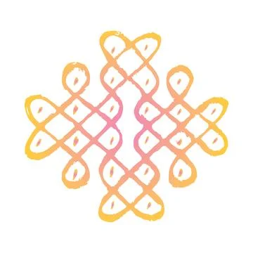 Editable hand drawing of traditional rangoli design element illustrations. Stock Illustration