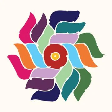 Editable hand drawing of traditional rangoli design element illustrations. Stock Illustration