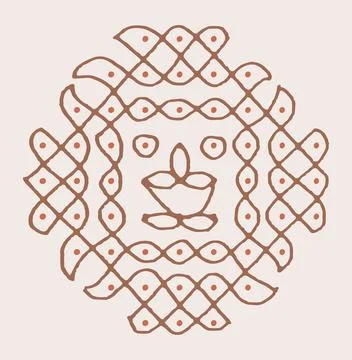 Editable hand drawing of traditional rangoli design element illustrations. Stock Illustration