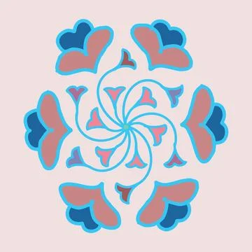 Editable hand drawing of traditional rangoli design element illustrations. Stock Illustration