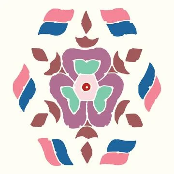 Editable hand drawing of traditional rangoli design element illustrations. Stock Illustration