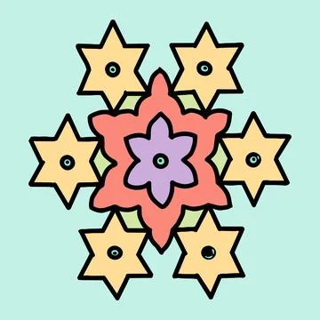 Editable hand drawing of traditional rangoli design element illustrations. Stock Illustration