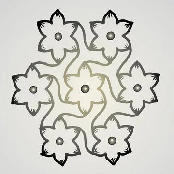 Editable hand drawing of traditional rangoli design element illustrations. Stock Illustration