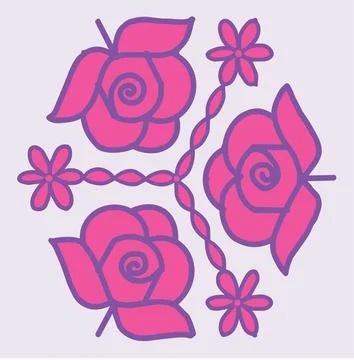 Editable hand drawing of traditional rangoli design element illustrations. Stock Illustration