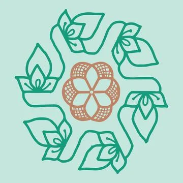Editable hand drawing of traditional rangoli design element illustrations. Stock Illustration