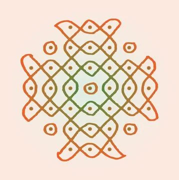 Editable hand drawing of traditional rangoli design element illustrations. Stock Illustration