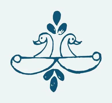 Editable hand drawing of traditional rangoli design element illustrations. イラスト素材