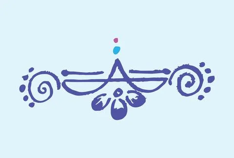 Editable hand drawing of traditional rangoli design element illustrations. イラスト素材