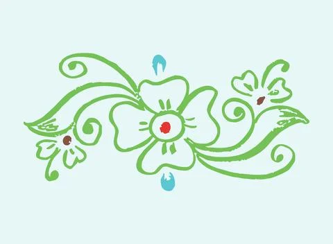 Editable hand drawing of traditional rangoli design element illustrations. Stock Illustration