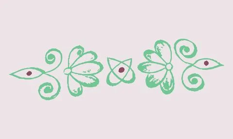 Editable hand drawing of traditional rangoli design element illustrations. イラスト素材