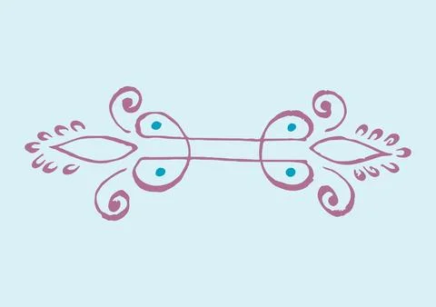Editable hand drawing of traditional rangoli design element illustrations. Stockillustratie