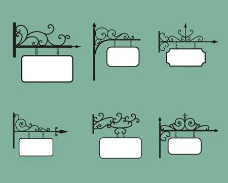 Editable Hanging sign and Banner in vintage style Stock Illustration