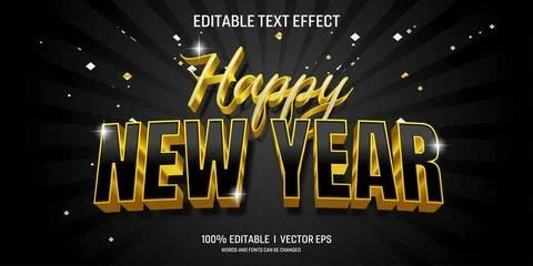 Editable happy new year vector 3d text effect with modern style design Stock Illustration
