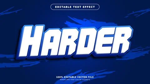 Editable Harder 3d text effect advertising text style effect with blue color Stock Illustration