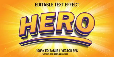 Editable hero vector 3d text effect with modern style design Stock Illustration