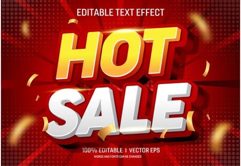 Editable hot sale vector 3d text effect with modern style design Stock Illustration