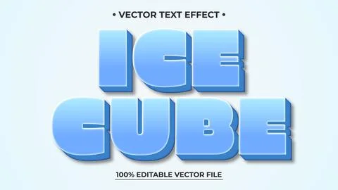 Editable Ice Cube Vector Text Effect with Blue Gradient and Shadow 스톡 일러스트