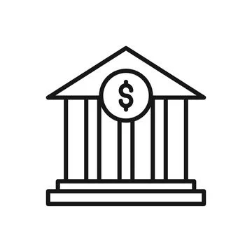 Editable Icon of Bank Building, Vector illustration isolated on white backg.. Ilustración de archivo