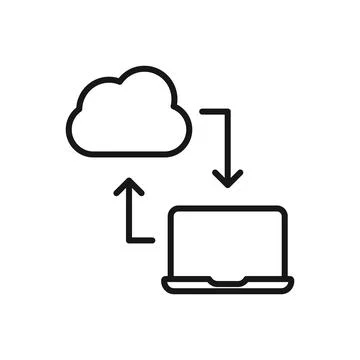 Editable Icon of Cloud Computing Laptop Connection, Vector illustration iso.. Stock Illustration