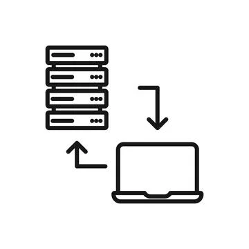 Editable Icon of Cloud Computing Server Share data to laptop, Vector illust.. Stock Illustration