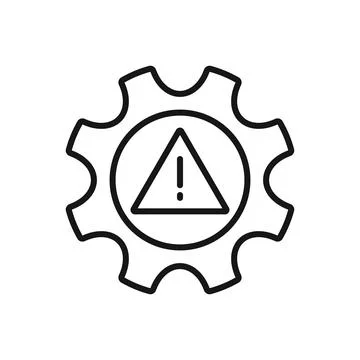 Editable Icon of Cogwheel Alert, Vector illustration isolated on white back.. Stock Illustration