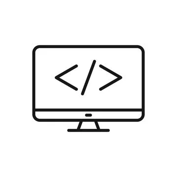 Editable Icon of Development Code Computer Desktop, Vector illustration iso.. Stock Illustration