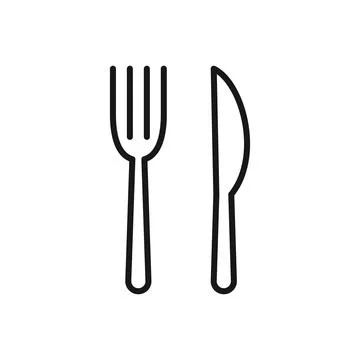Editable Icon of Fork and Knife, Vector illustration isolated on white back.. Stock Illustration