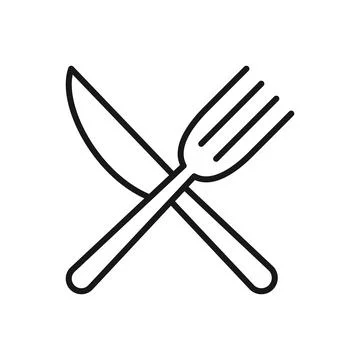 Editable Icon of Fork and Knife, Vector illustration isolated on white back.. Stock Illustration
