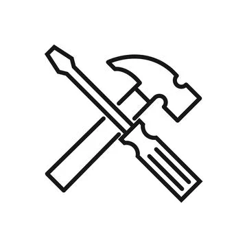 Editable Icon of Hammer and Screwdriver, Vector illustration isolated on wh.. Stock Illustration