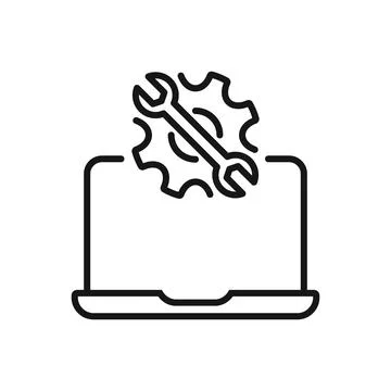 Editable Icon of Laptop Setup, Vector illustration isolated on white backgr.. Stock Illustration