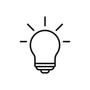 Editable Icon of Light Bulb, Vector illustration isolated on white backgrou.. Illustrazione stock
