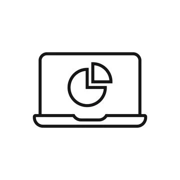Editable Icon of Pie Chart on Laptop, Vector illustration isolated on white.. Stock Illustration