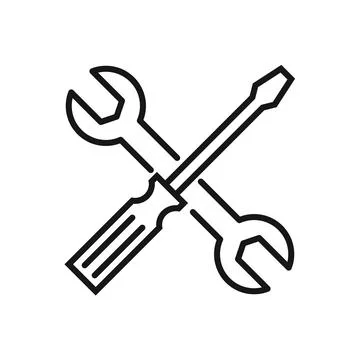 Editable Icon of Screwdriver and Spanner, Vector illustration isolated on w.. Stock Illustration