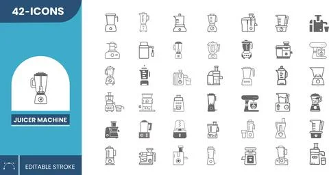 Editable icon set Juicer Machine Stock Illustration