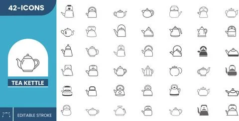 Editable Icon Set of Tea Kettle Stock Illustration