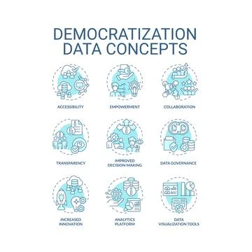 Editable icons for data democratization concepts 스톡 일러스트