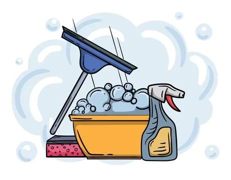 Editable illustration of window cleaning Stock Illustration